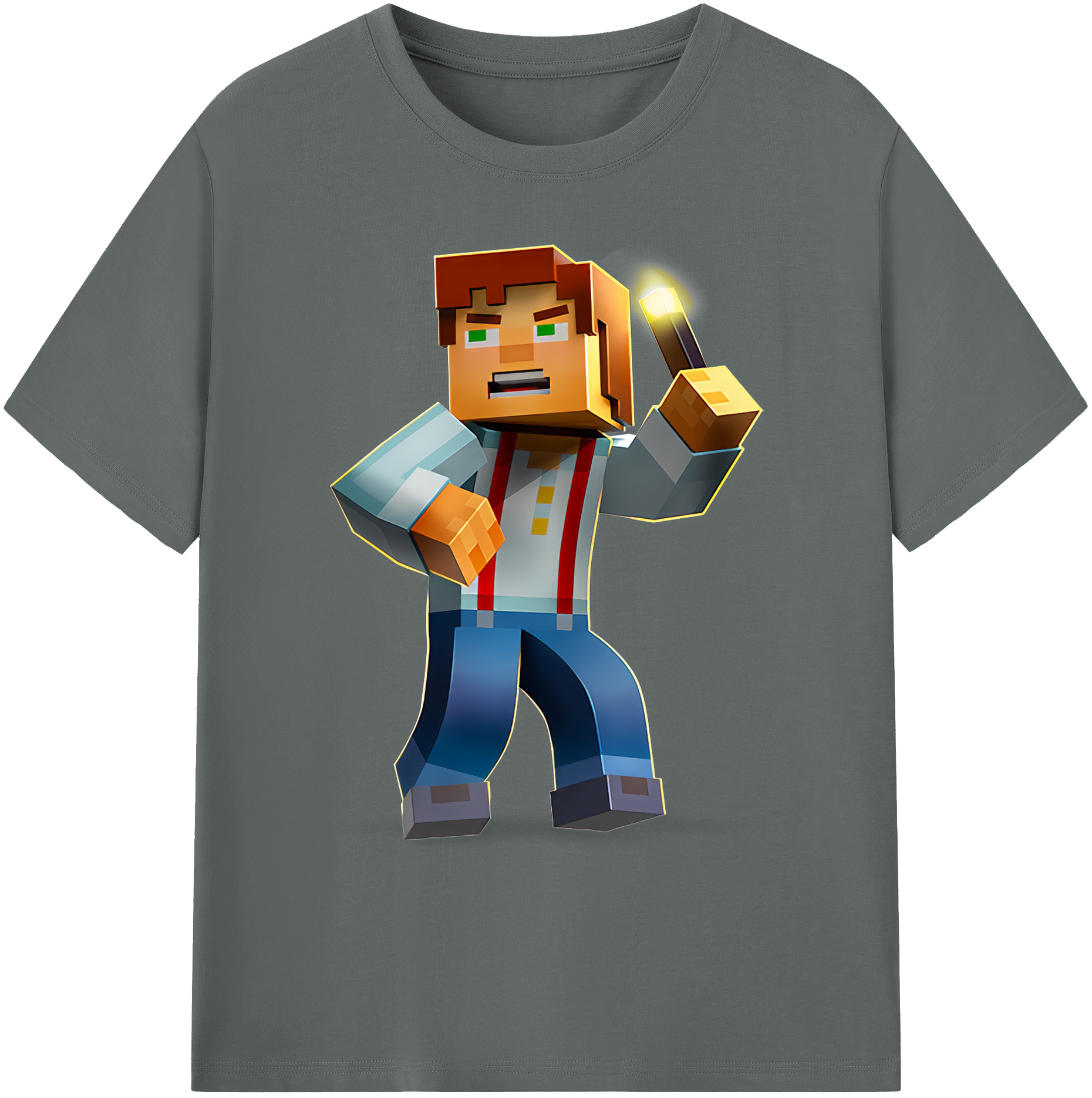 （画像用） マインクラフト ブロックの世界 Minecraft MC Block world 綿100％ メンズ半袖Tシャツ｜肌触りやわらか＆通気性